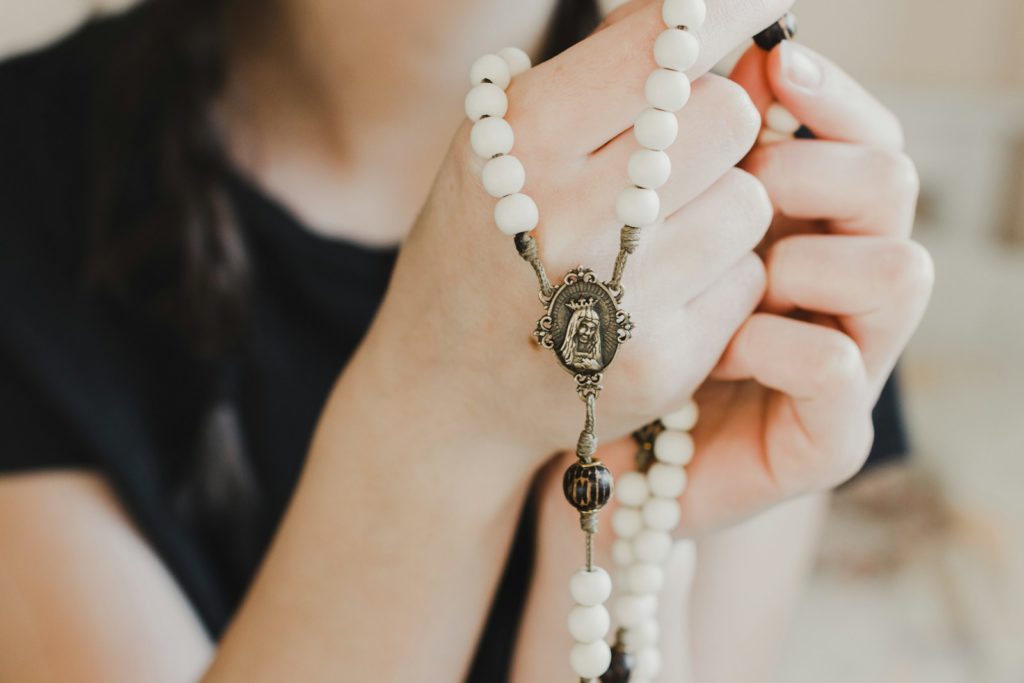 silver and white beaded bracelet